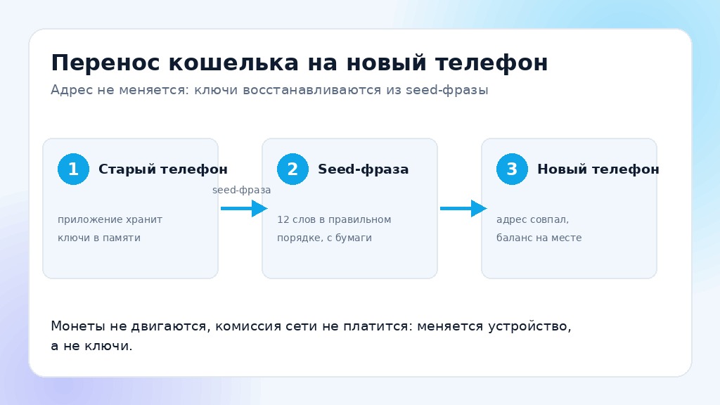 Как перенести кошелёк на новый телефон